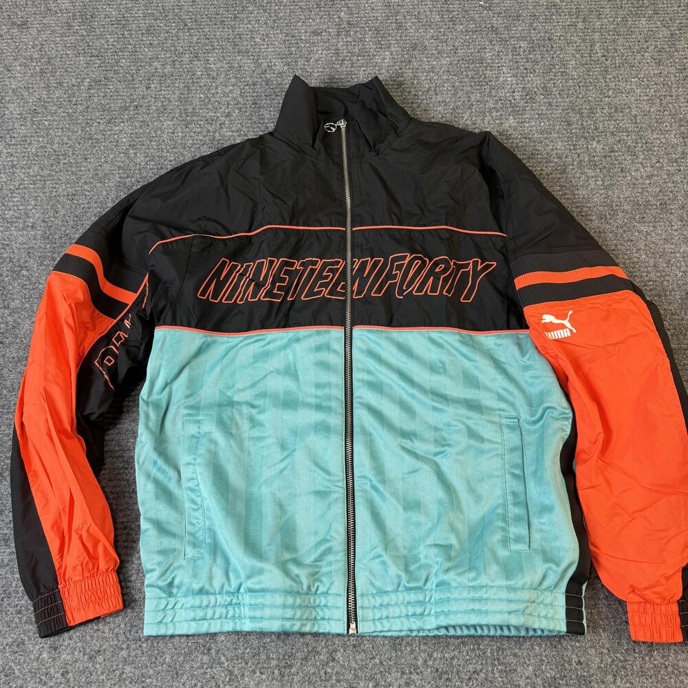 Puma XTG Jacket Mens Medium Black Aqua Red Nineteen Forty 1948 Track Windbreaker
